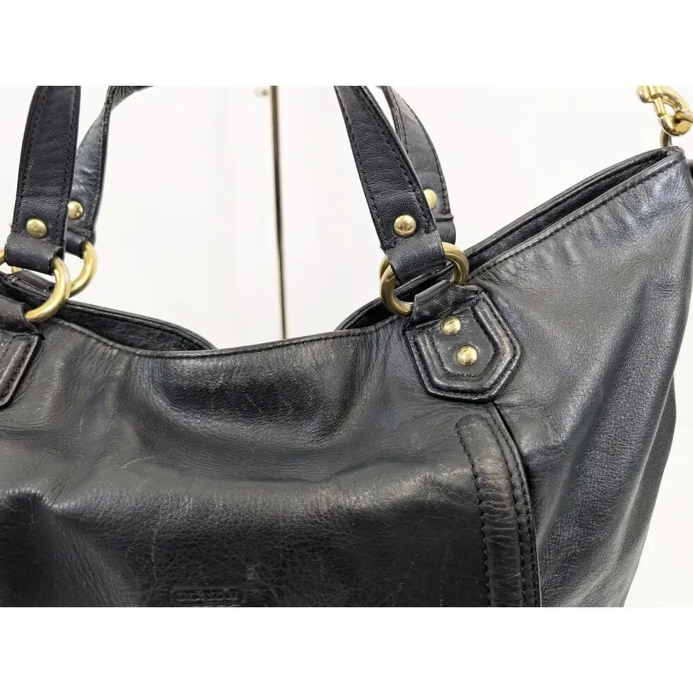 Coach Izzy Leather Carryall Satchel Bag Black Double Handle Purse F24683